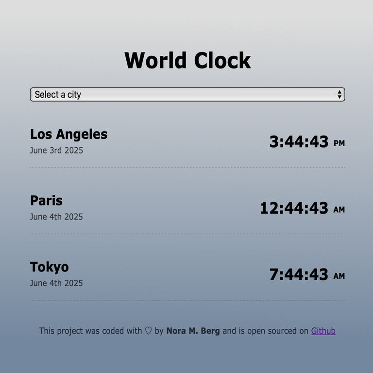 Screenshot of World Clock App